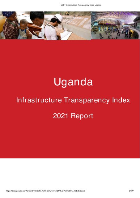 Portada de CoST Uganda ITI Report 2021